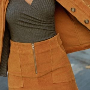 NWOT Whimsy & Row Gold Corduroy Skirt - XS